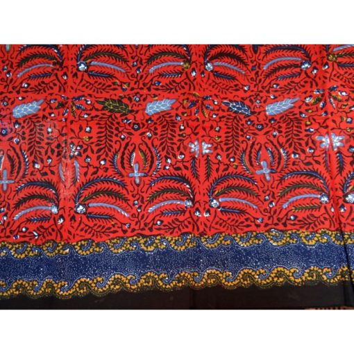 Batik kombinasi motif végétal sur fond orange