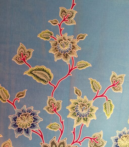 Batik print - Bouquet de fleurs-mandala fond bleu ciel