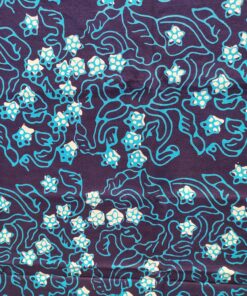 Batik Cap - Ondoiements turquoise sur fond bleu marine