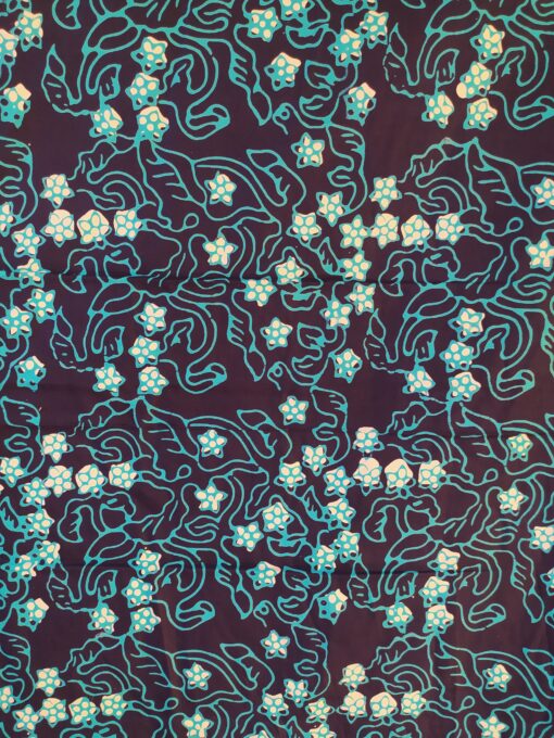 Batik Cap - Ondoiements turquoise sur fond bleu marine – Image 5