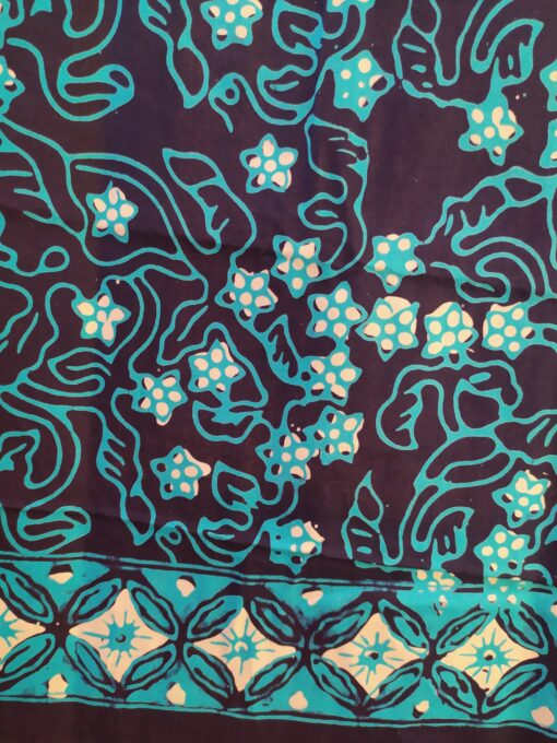 Batik Cap - Ondoiements turquoise sur fond bleu marine – Image 6