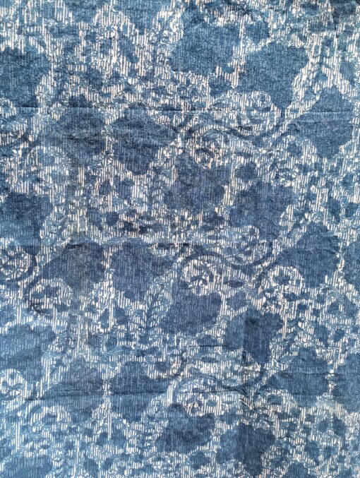 Batik Cap - Fleurs tramées bleues sur toile épaisse