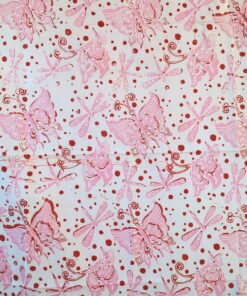 Batik Cap - Libellules et papillons roses