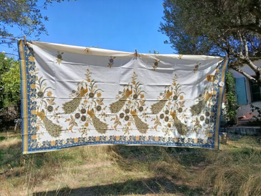 Batik Print - Paons bleus indigo sur fond écru – Image 2