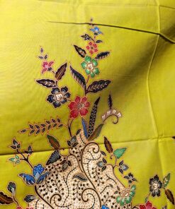 Batik Print - Grands bouquets sur fond vert frais