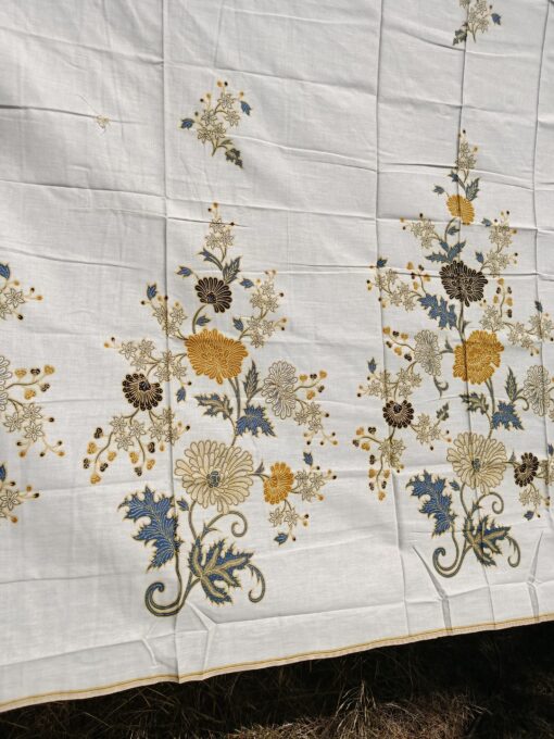 Batik print - Bouquets de pivoines bleu ocre