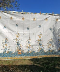 Alternative view of Batik Print - Bouquets d'orchidées bleu-vert ocre