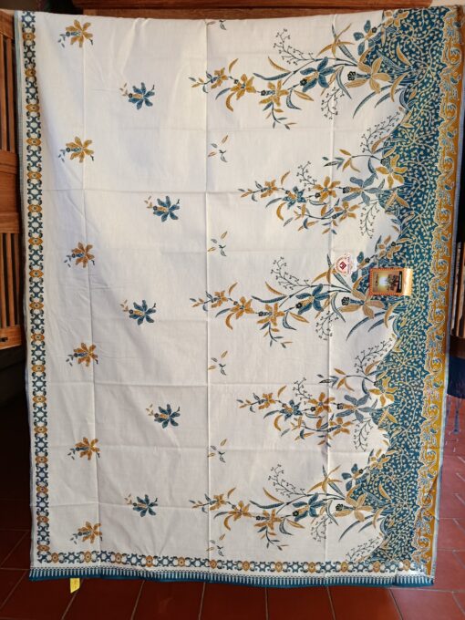 Batik Print - Bouquets d'orchidées bleu-vert ocre – Image 4
