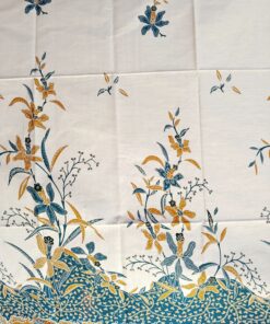 Batik Print - Bouquets d'orchidées bleu-vert ocre