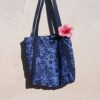Sac bleu , tissu batik et lurik