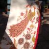 Batik Print - Grand motif de paons rouge et or