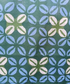 Batik Cap - Motif Kawung bleu, céladon