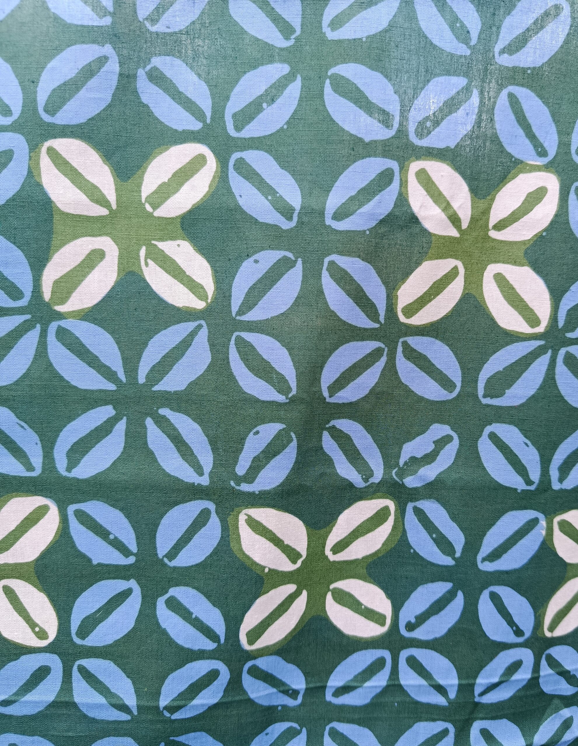 Batik Cap - Motif Kawung bleu, céladon