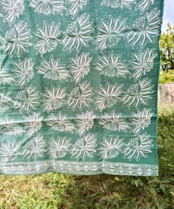 Batik Cap - Fleurs de lotus vert céladon