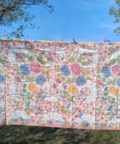 Alternative view of Batik Sablon Lilin - Bouquets de pivoines sur fond rose saumon