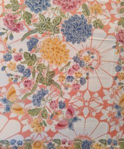 Batik Sablon Lilin - Bouquets de pivoines sur fond rose saumon – Image 4