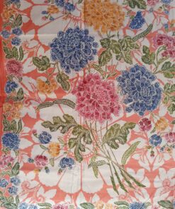 Batik Sablon Lilin - Bouquets de pivoines sur fond rose saumon – Image 6