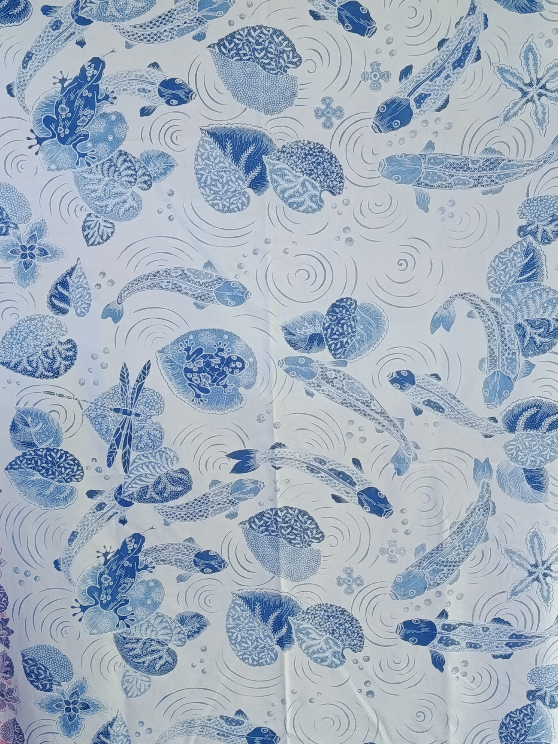 Batik Sablon Lilin - Sarung koï bleu