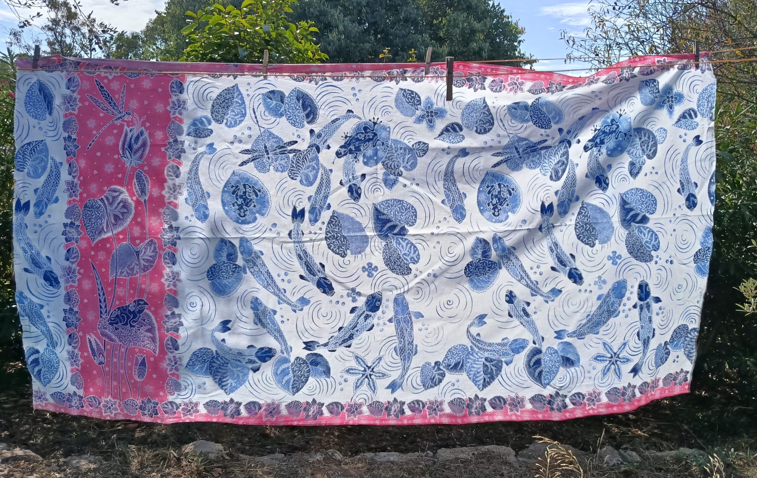 Batik Sablon Lilin - Sarung koï bleu – Image 2